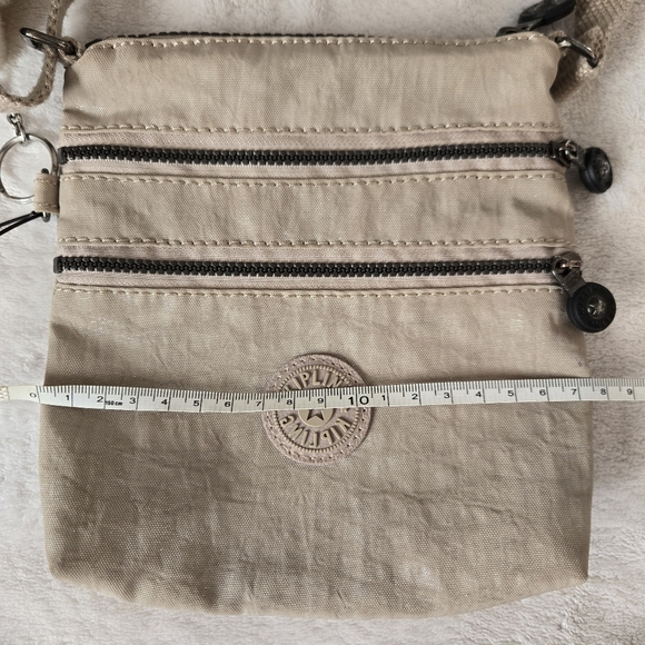 Kipling Alvar Crossbody Nylon Purse Beige W/glitter  Shoulderbag Small - Picture 11 of 12